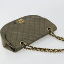 CHANEL Matelasse Chain Shoulder Bag Lamb Skin Green Gold CC Auth BA13010-6