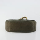 CHANEL Matelasse Chain Shoulder Bag Lamb Skin Green Gold CC Auth BA13010-9
