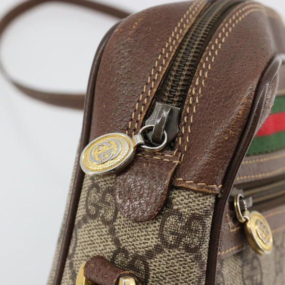 GUCCI GG Supreme Web Sherry Line Bag PVC Beige Gold 001 50 6655 Auth BA13016