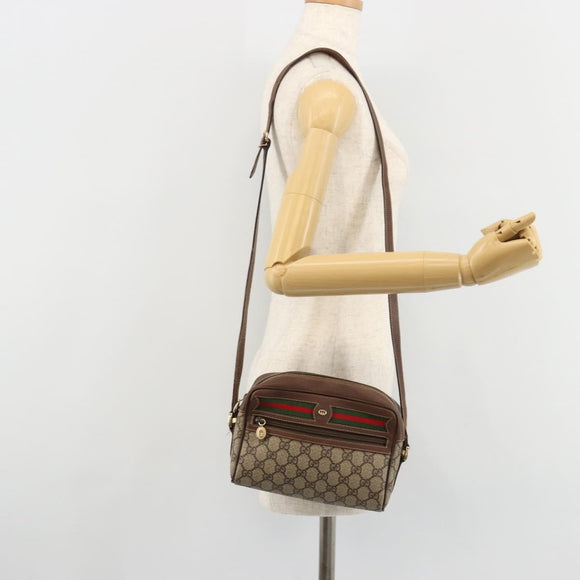GUCCI GG Supreme Web Sherry Line Bag PVC Beige Gold 001 50 6655 Auth BA13016