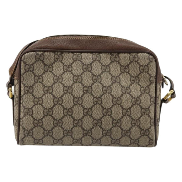 GUCCI GG Supreme Web Sherry Line Bag PVC Beige Gold 001 50 6655 Auth BA13016