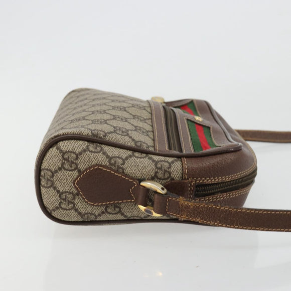 GUCCI GG Supreme Web Sherry Line Bag PVC Beige Gold 001 50 6655 Auth BA13016
