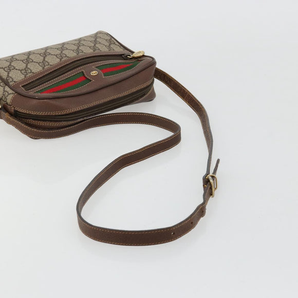 GUCCI GG Supreme Web Sherry Line Bag PVC Beige Gold 001 50 6655 Auth BA13016