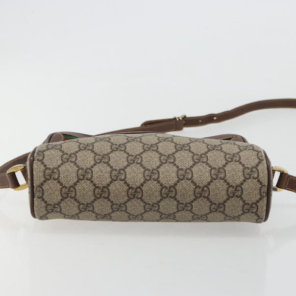 GUCCI GG Supreme Web Sherry Line Bag PVC Beige Gold 001 50 6655 Auth BA13016