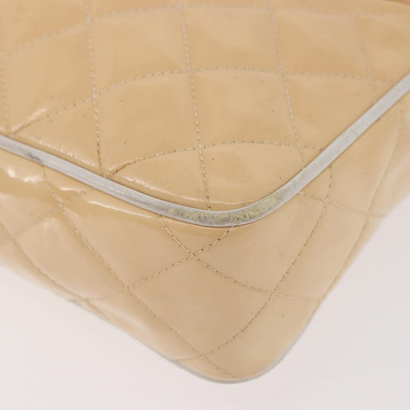 CHANEL Matelasse Chain Schoudertas Lakleer Ivoor Goud CC Auth BA13017