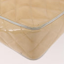 CHANEL Matelasse Chain Schoudertas Lakleer Ivoor Goud CC Auth BA13017-17
