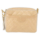 CHANEL Matelasse Chain Schoudertas Lakleer Ivoor Goud CC Auth BA13017-13