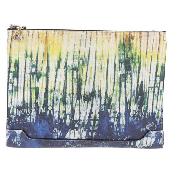 Christian Louboutin Clutch Bag Leather Multicolor Silver Auth BA13018A
