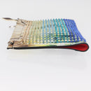Christian Louboutin Clutch Bag Leather Multicolor Silver Auth BA13018A-5