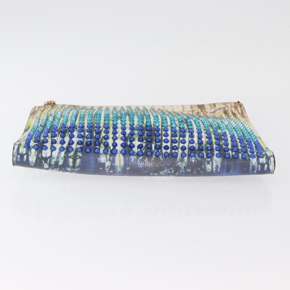 Christian Louboutin Clutch Bag Leather Multicolor Silver Auth BA13018A
