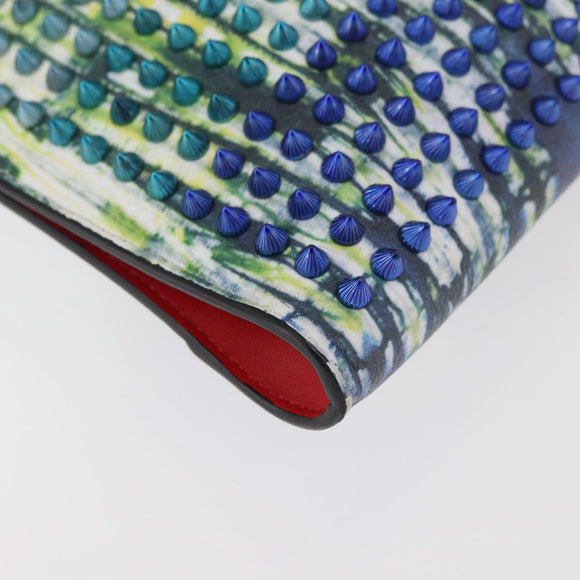 Christian Louboutin Clutch Bag Leather Multicolor Silver Auth BA13018A