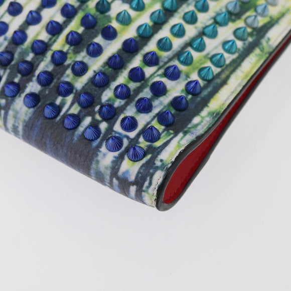 Christian Louboutin Clutch Bag Leather Multicolor Silver Auth BA13018A