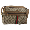 GUCCI GG Supreme Web Sherry Line Bag PVC Beige Gold 56 02 005 Auth BA13019-1