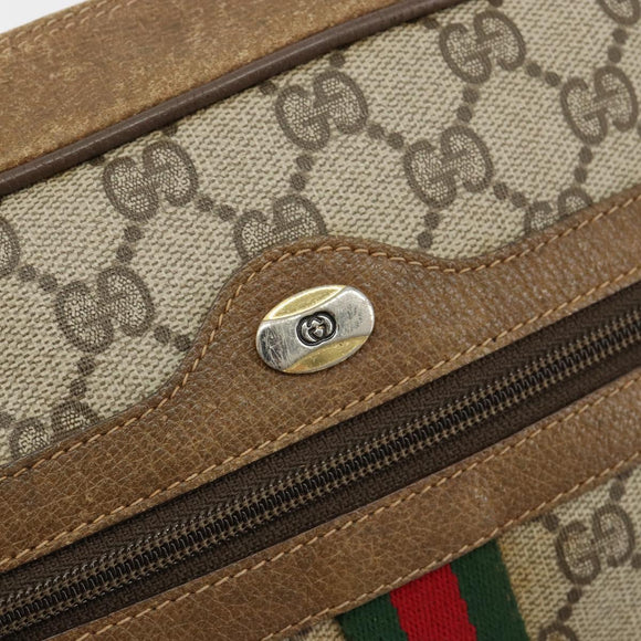GUCCI GG Supreme Web Sherry Line Bag PVC Beige Gold 56 02 005 Auth BA13019