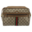 GUCCI GG Supreme Web Sherry Line Bag PVC Beige Gold 56 02 005 Auth BA13019-13