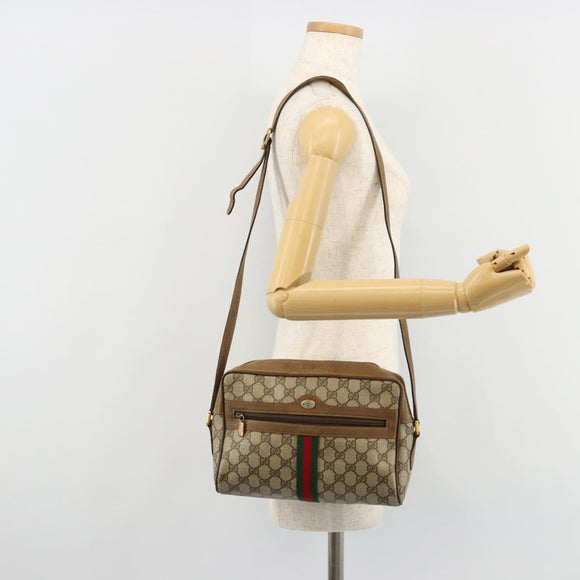 GUCCI GG Supreme Web Sherry Line Bag PVC Beige Gold 56 02 005 Auth BA13019