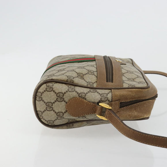 GUCCI GG Supreme Web Sherry Line Bag PVC Beige Gold 56 02 005 Auth BA13019