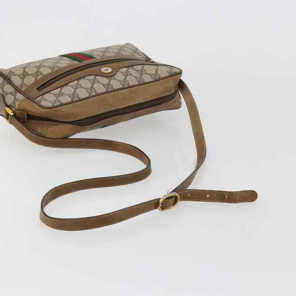 GUCCI GG Supreme Web Sherry Line Bag PVC Beige Gold 56 02 005 Auth BA13019