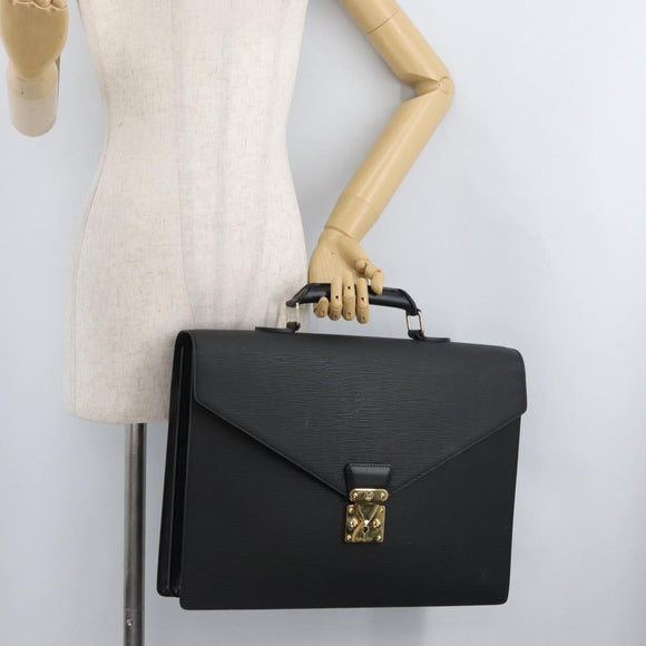 LOUIS VUITTON Epi Serviette Conseiller Business Bag Black M54422 LV Auth BA13021