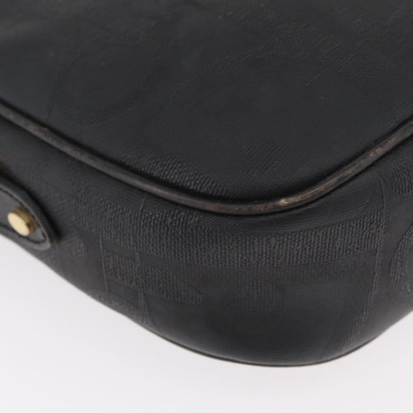 Christian Dior Trotter Canvas Umhängetasche PVC Schwarz Gold Auth BA13023