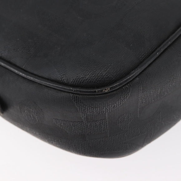 Christian Dior Trotter Canvas Umhängetasche PVC Schwarz Gold Auth BA13023