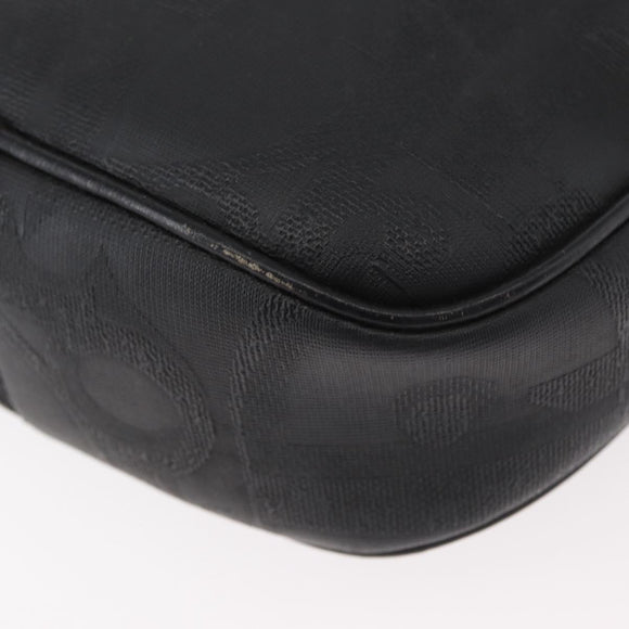 Christian Dior Trotter Canvas Umhängetasche PVC Schwarz Gold Auth BA13023