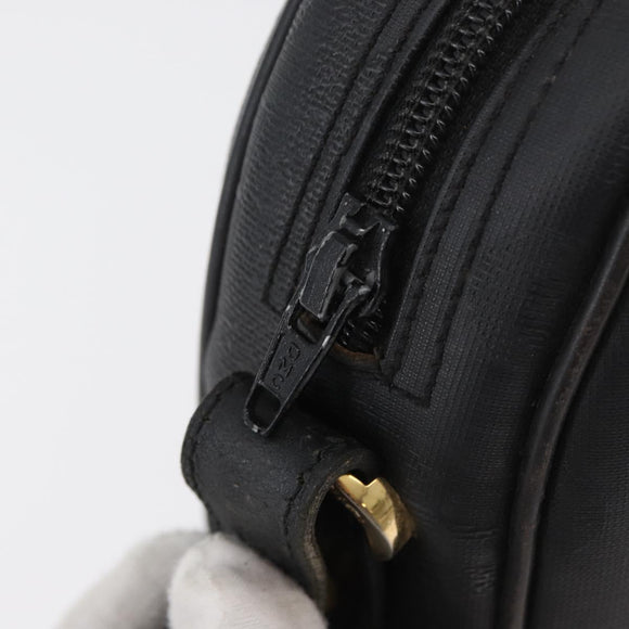 Christian Dior Trotter Canvas Umhängetasche PVC Schwarz Gold Auth BA13023