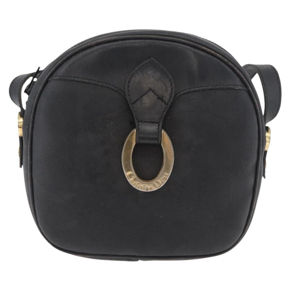 Christian Dior Trotter Canvas Umhängetasche PVC Schwarz Gold Auth BA13023
