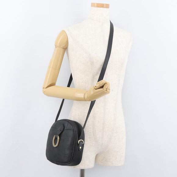 Christian Dior Trotter Canvas Umhängetasche PVC Schwarz Gold Auth BA13023