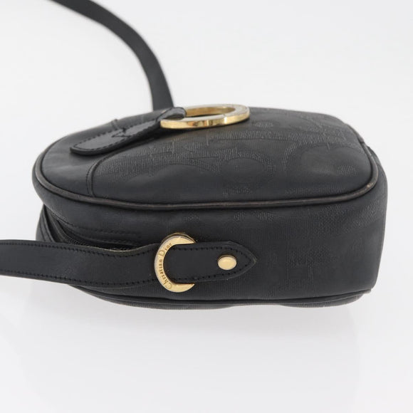 Christian Dior Trotter Canvas Umhängetasche PVC Schwarz Gold Auth BA13023
