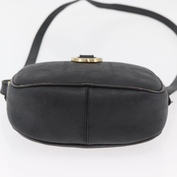 Christian Dior Trotter Canvas Umhängetasche PVC Schwarz Gold Auth BA13023