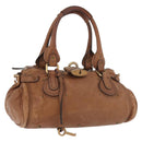 Chloe Paddington Hand Bag Leather Brown Gold Silver Auth BA13024M-1