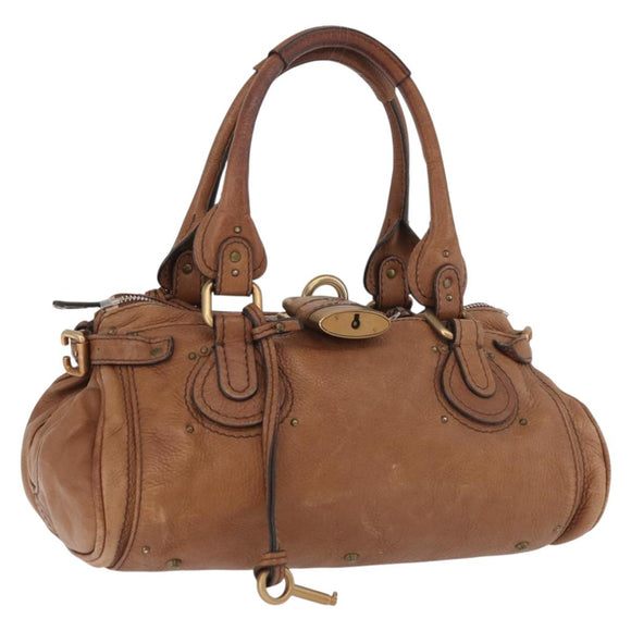 Chloe Paddington Hand Bag Leather Brown Gold Silver Auth BA13024M