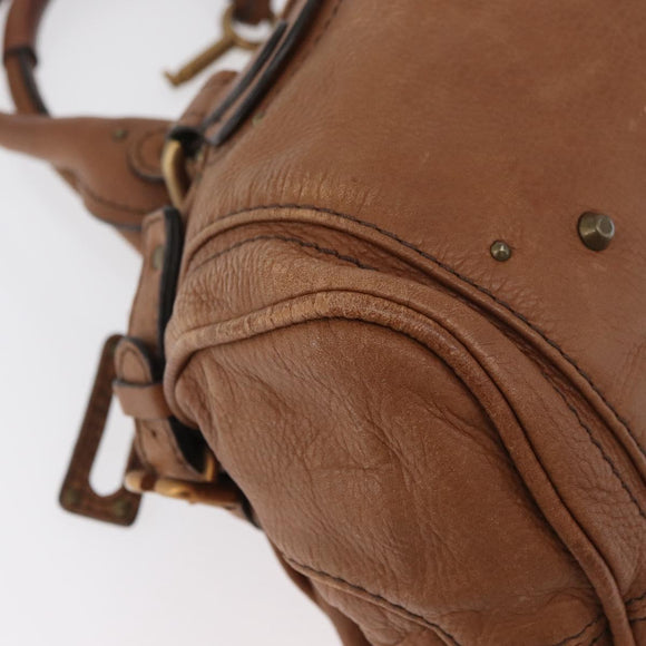 Chloe Paddington Hand Bag Leather Brown Gold Silver Auth BA13024M