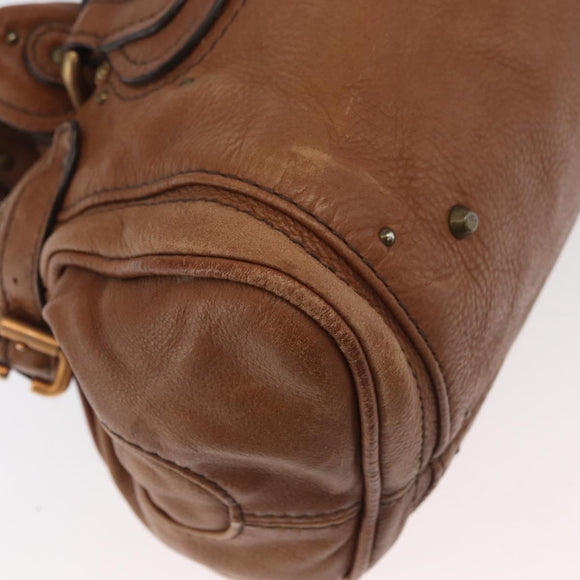 Chloe Paddington Hand Bag Leather Brown Gold Silver Auth BA13024M