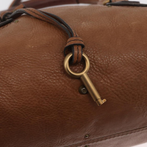 Chloe Paddington Hand Bag Leather Brown Gold Silver Auth BA13024M