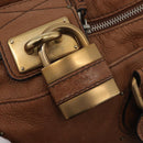 Chloe Paddington Hand Bag Leather Brown Gold Silver Auth BA13024M-15