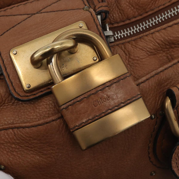Chloe Paddington Hand Bag Leather Brown Gold Silver Auth BA13024M