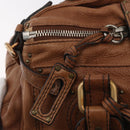 Chloe Paddington Hand Bag Leather Brown Gold Silver Auth BA13024M-17