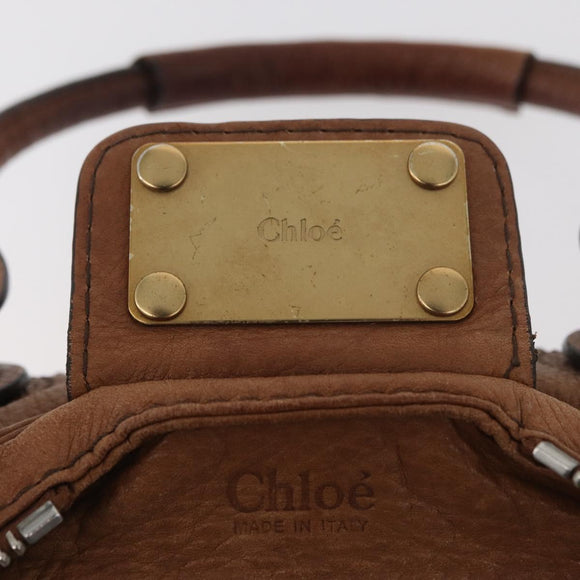 Chloe Paddington Hand Bag Leather Brown Gold Silver Auth BA13024M