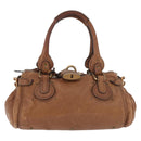 Chloe Paddington Hand Bag Leather Brown Gold Silver Auth BA13024M-2