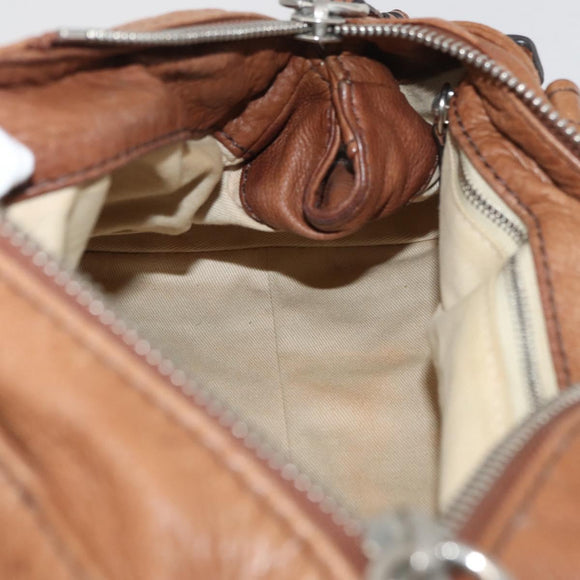 Chloe Paddington Hand Bag Leather Brown Gold Silver Auth BA13024M