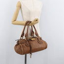 Chloe Paddington Hand Bag Leather Brown Gold Silver Auth BA13024M-27