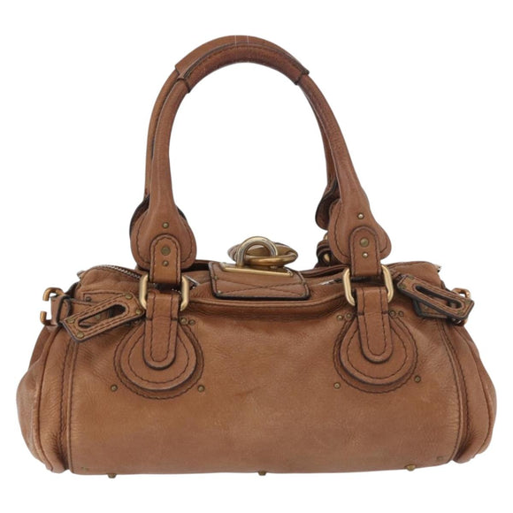 Chloe Paddington Hand Bag Leather Brown Gold Silver Auth BA13024M