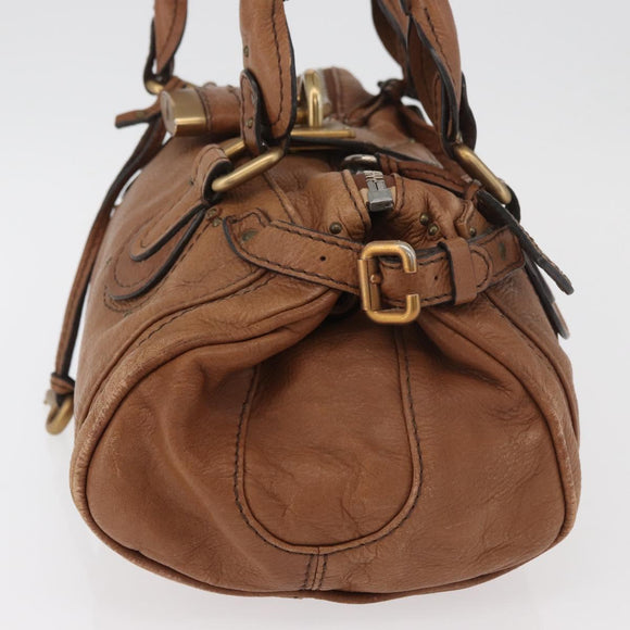 Chloe Paddington Hand Bag Leather Brown Gold Silver Auth BA13024M