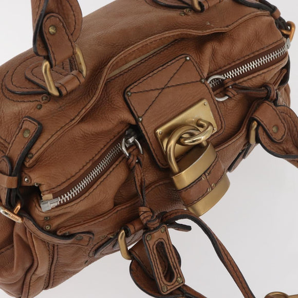 Chloe Paddington Hand Bag Leather Brown Gold Silver Auth BA13024M