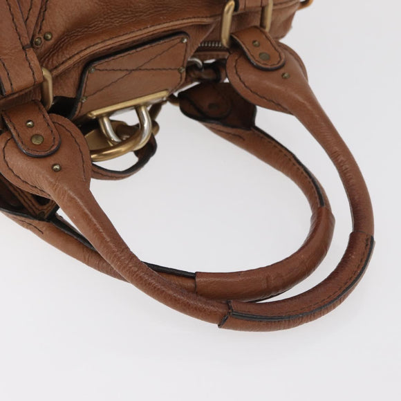 Chloe Paddington Hand Bag Leather Brown Gold Silver Auth BA13024M