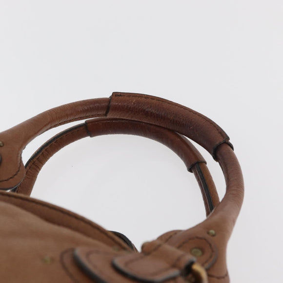 Chloe Paddington Hand Bag Leather Brown Gold Silver Auth BA13024M