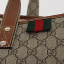 GUCCI GG Supreme Web Sherry Line Tote Bag PVC Beige Gold 211134 Auth BA13026-18