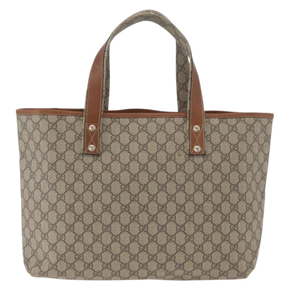 GUCCI GG Supreme Web Sherry Line Tote Bag PVC Beige Gold 211134 Auth BA13026